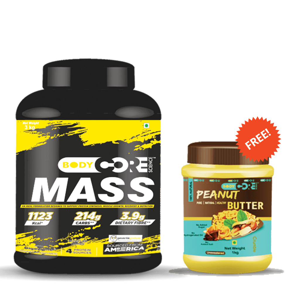BCS Mass Gainer (3Kg) + BCS Peanut Butter (1Kg) | Protein Godam